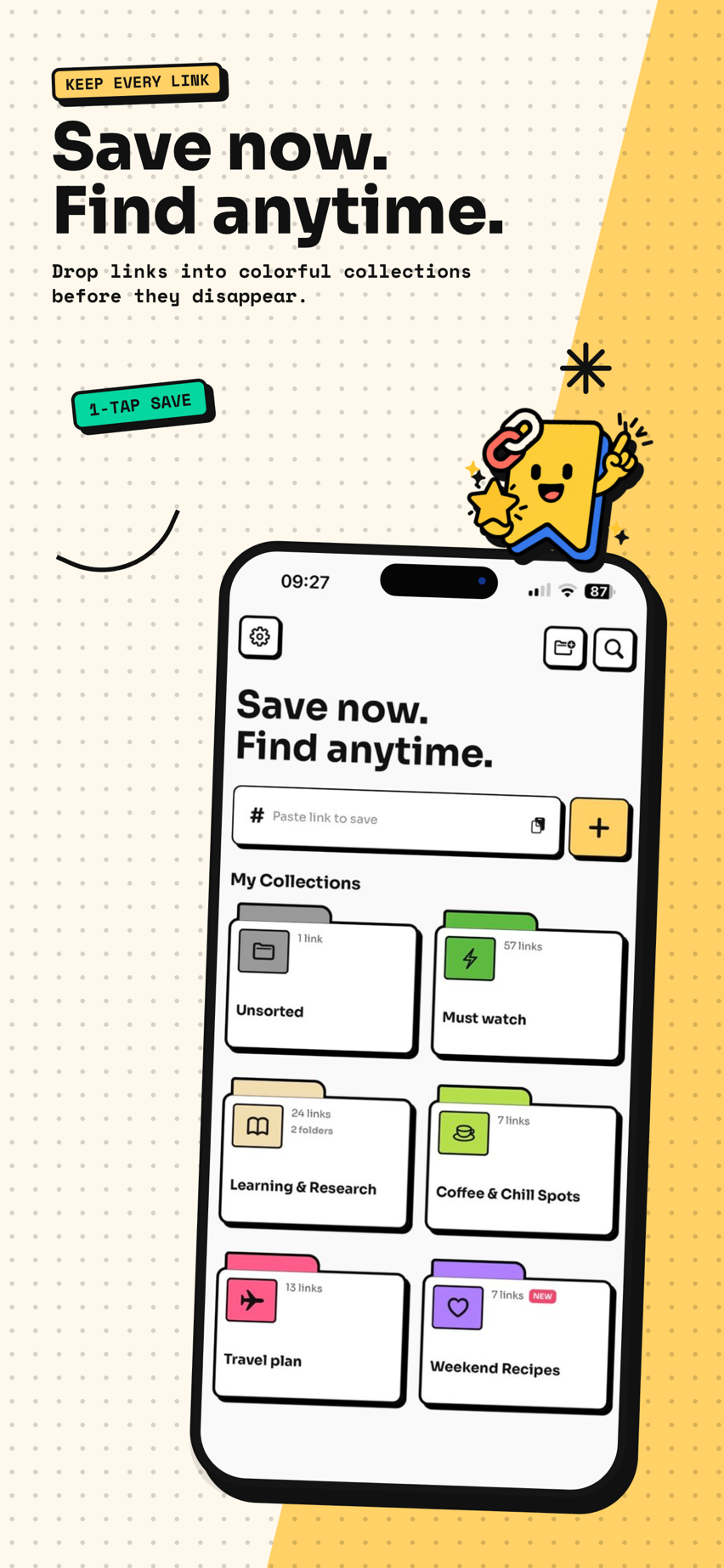 Tuckii bookmark manager — home screen